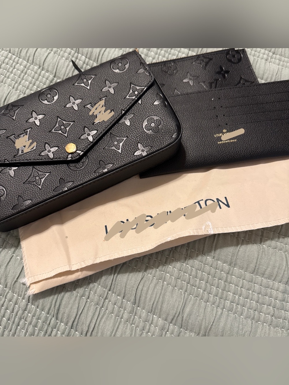 Black Embossed Envelope Crossbody Bag with Gold Chain - Picture 2 of 3